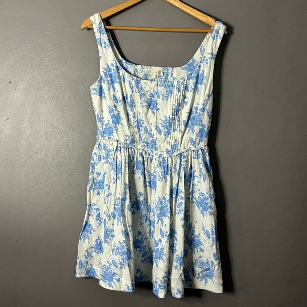 LOVESHACKFANCY Linen Dress Blue Floral Feminine | Coastal Chic Hamptons Preppy 6 - Picture 3 of 13